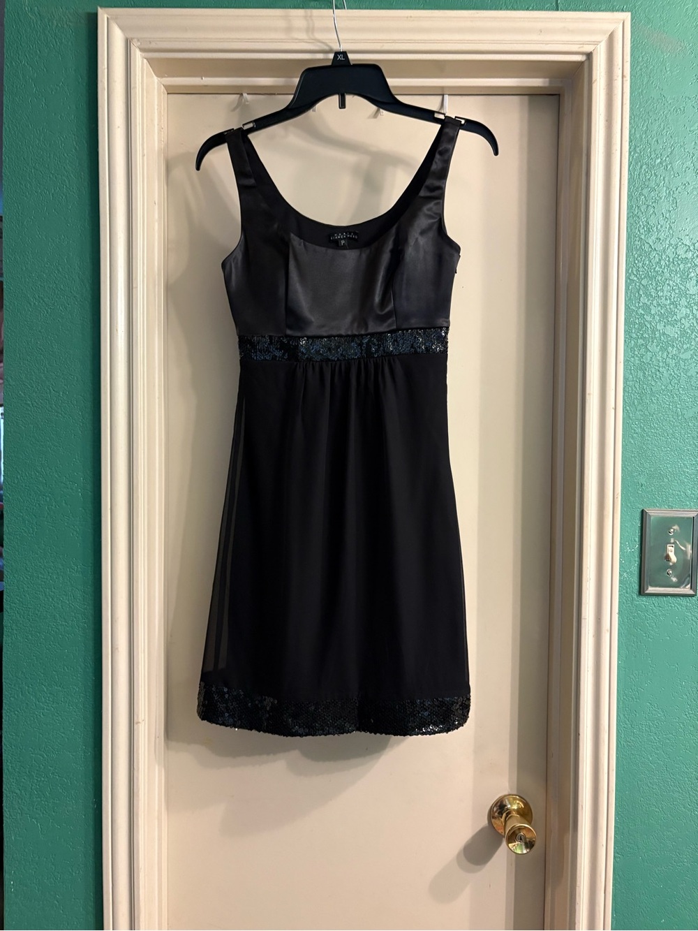 Maria Bianca Nero Silk Black Sleeveless Sequin-Trim Mini Dress
